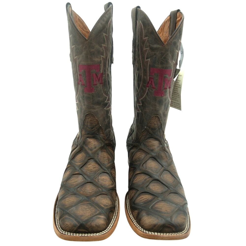 NWT Vaccari University “Texas A&M” Genuine Leather Cognac Boots Men's 12